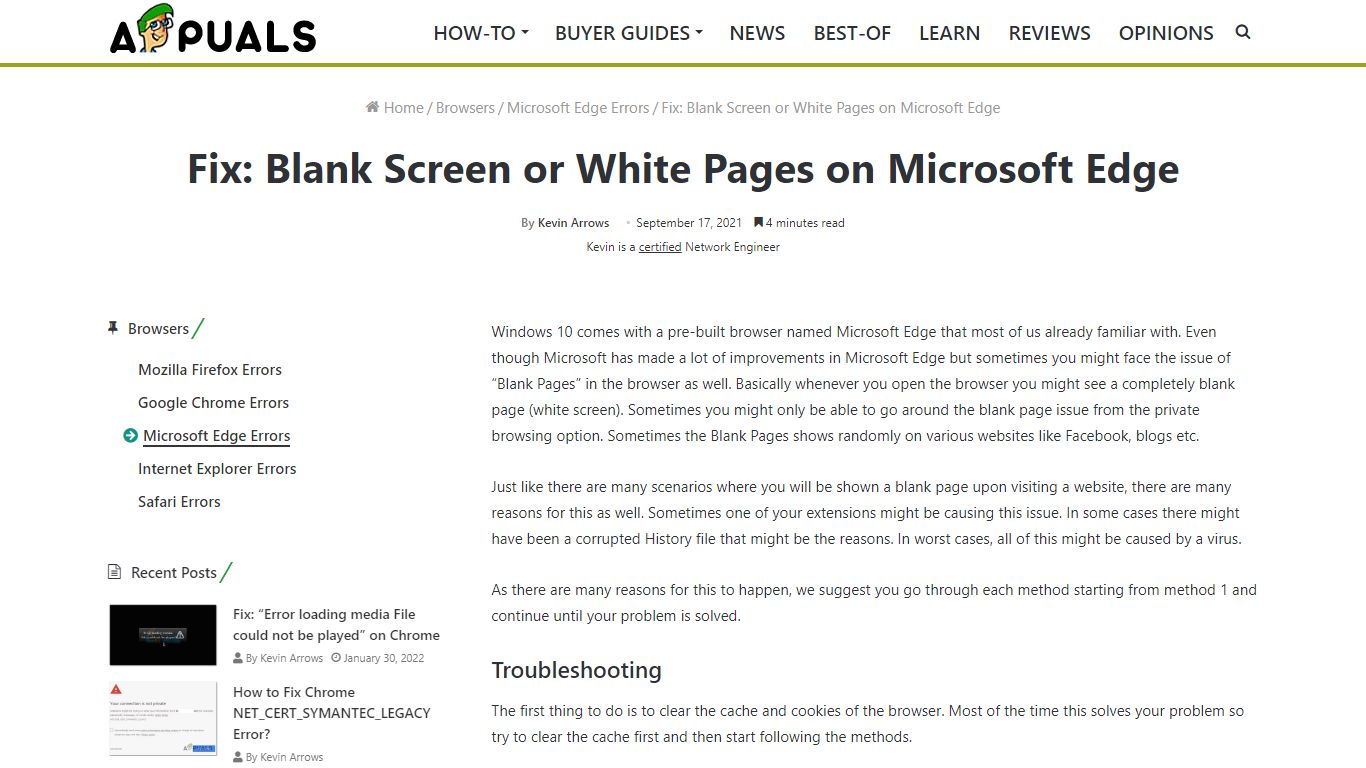 Fix: Blank Screen or White Pages on Microsoft Edge